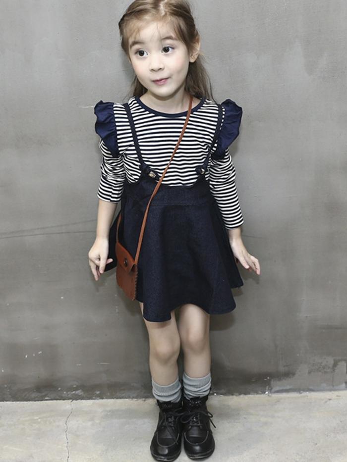 Ericdress Striped TShirt With Denim Skirt 's 2Pcs Outfit img 1