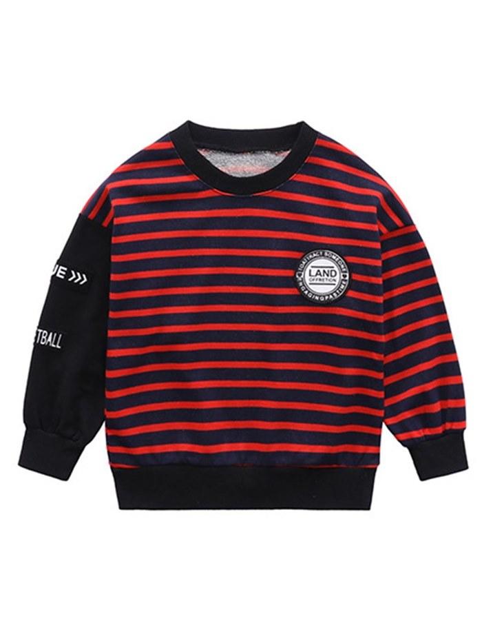Fashion Stripped Loose Scoop Boy's Casual Hoodies