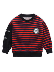 Fashion Stripped Loose Scoop Boy's Casual Hoodies
