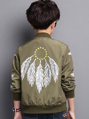 Ericdress Stylish Feather Print Zipper Boys' Jacket img 5