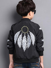 Ericdress Stylish Feather Print Zipper Boys' Jacket img 2