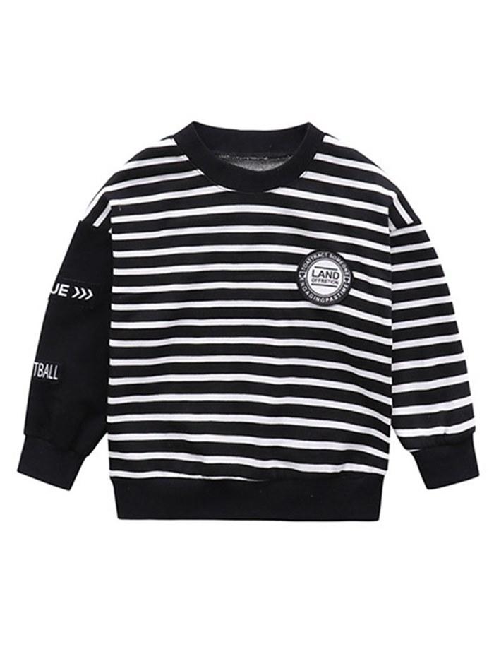 Fashion Stripped Loose Scoop Boy's Casual Hoodies