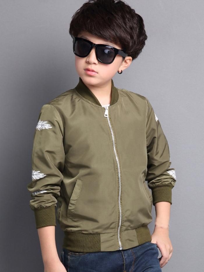 Ericdress Stylish Feather Print Zipper Boys' Jacket img 4
