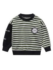 Fashion Stripped Loose Scoop Boy's Casual Hoodies